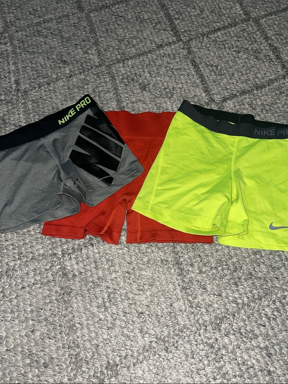 Women’s athletic shorts - Neon Yellow, Gray, Burnt orange